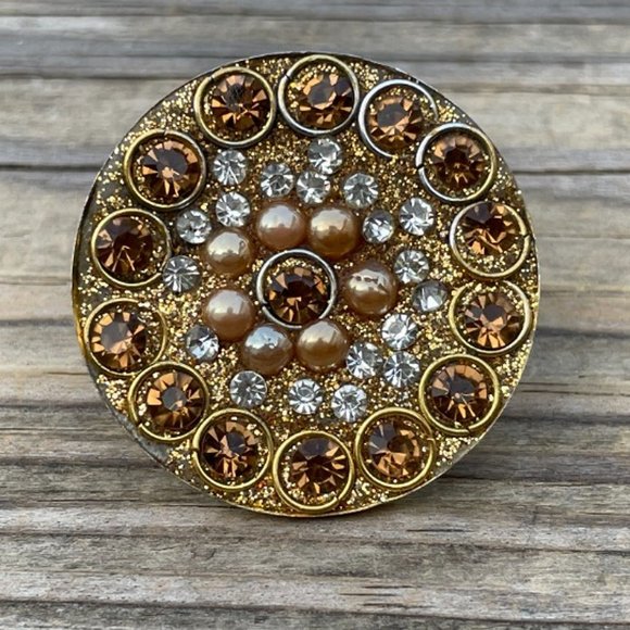 Women Rings Fashion Gold Tone Crystal Accent Ring Size adjustable 6-8 - Picture 2 of 11